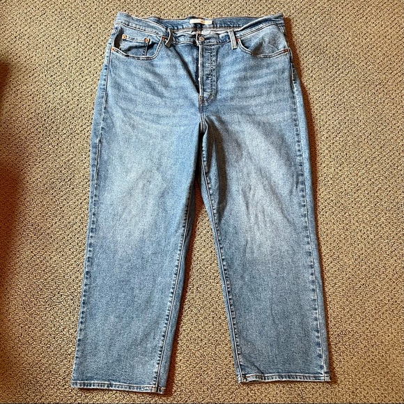 Levi’s Ribcage Straight High Rise Button Fly Ankle Denim Blue Jeans Women’s 20W - Picture 5 of 15